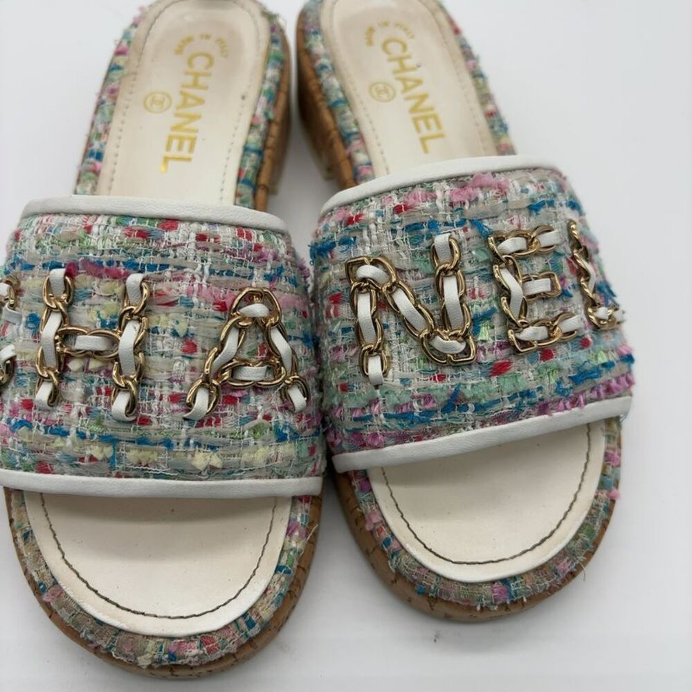 CHANEL Tweed Slide Sandals - Picture 2 of 7